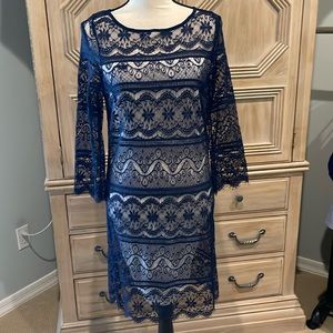 Chelsea & Violet Fully Lined Navy Lace Dress